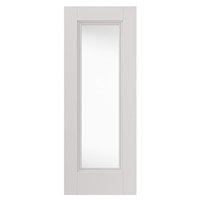 Belton White Primed 35x1981x762mm clear glazed door is comprised of clear flat safety glass panel with decorative flush mouldings. With a solid core construction that makes the door feel strong and stable, Belton clear glazed door is white primed for finish painting.