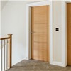 Mistral Oak Prefinished 35x1981x533mm Internal Door is a stylish oak veneered interior door with 3 ladder style panels grooved into MDF, and it comes fully finished.