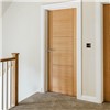 Mistral Oak Prefinished 40x2040x826mm Internal Door is a stylish oak veneered interior door with 3 ladder style panels grooved into MDF, and it comes fully finished.