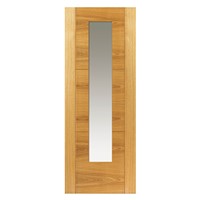 Mistral Oak Prefinished Glazed 35x1981x838mm Stylish oak veneered interior door. Timber veneers are a natural material and variations in the colour and graining should be expected. Colours and graining patterns depicted in our product imagery are representative only.
