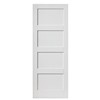 Montserrat White Primed 35x1981x610mm shaker panel internal door is comprised of an MDF face with four recessed panels. It is high quality white primed for finish painting. This door benefits from a solid core construction allowing it to be one of the sturdiest options available. White internal doors offer a simple and minimalist look that complements almost any interior.