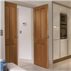 Rushmore Oak Unfinished 35x1981x686mm internal door is made from real oak veneer. Timber veneers are a natural material and variations in the colour and graining should be expected. Colours and graining patterns depicted in our product imagery are representative only.