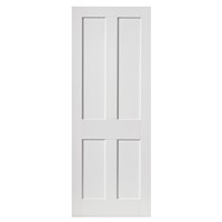 Rushmore White Primed 33x1981x762mm internal door is shaker panel internal door. It is comprised of MDF face with four recessed panels. This door benefits from solid core construction. White internal doors offer a simple, timeless and minimalist look that complements almost any interior.