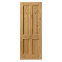 Rustic Oak Shaker 4 Panel Prefinished 35x1981x762mm Internal Door is made from real oak veneer. Timber veneers are a natural material and variations in the colour and graining should be expected. Colours and graining patterns depicted in our product imagery are representative only.