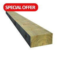 New Treated Green Railway Sleeper 100x200x2400mm. Sourced from both the Baltics and the UK, these softwood sleepers are either Spruce or Pine harvested from well managed sustainable forests, treated to UC3 meaning it is suitable for external use..